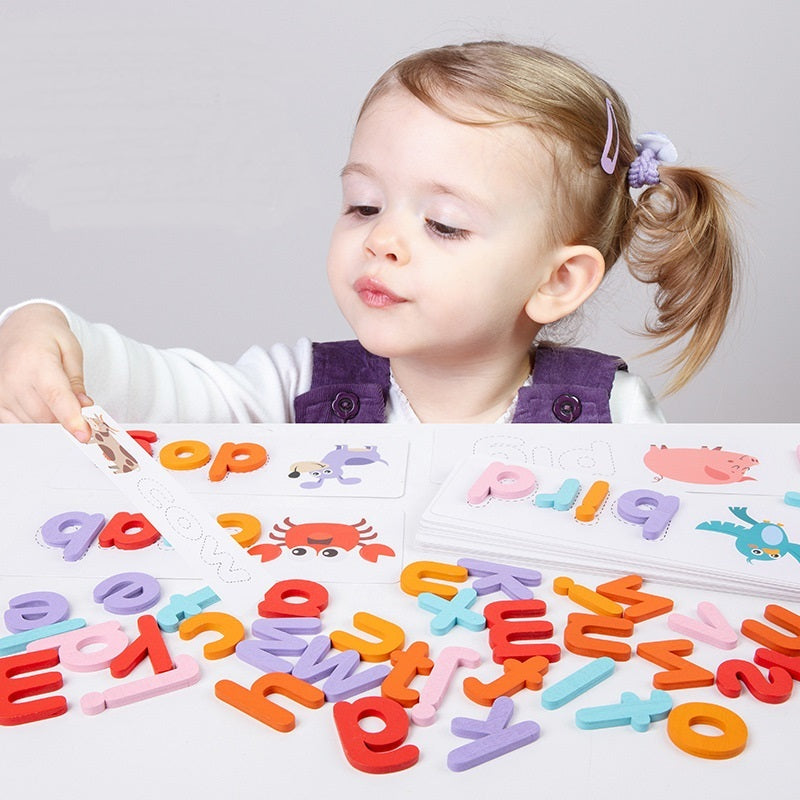 Wooden Children's Letters To Spell The Word Building Blocks