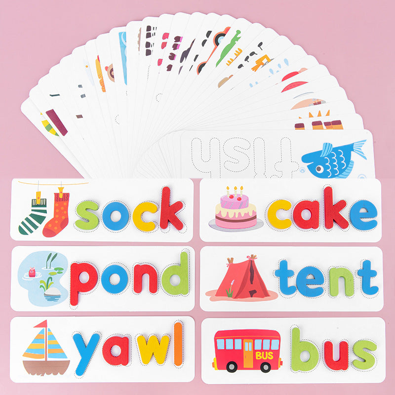 Wooden Spelling Game Children's 26 English Letters Spelling Practice Early Education Perception Educational Toys