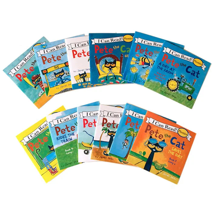 12 Books/Set I Can Read Pete The Cat English Picture Books Children Story Book Early Educaction Pocket Reading Book