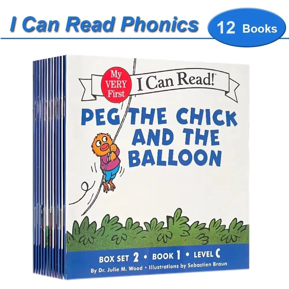 12 Books/Set I Can Read Phonics My Very First Picture Book for Children Kids English Story Picture Books Baby Learning English