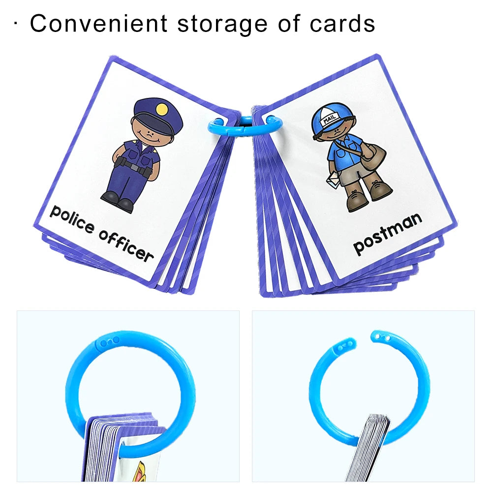 Montessori Kids English Words Learning Flashcards Early Educational Cards Classroom Supplies Kindergarten Teacher Teaching Aids