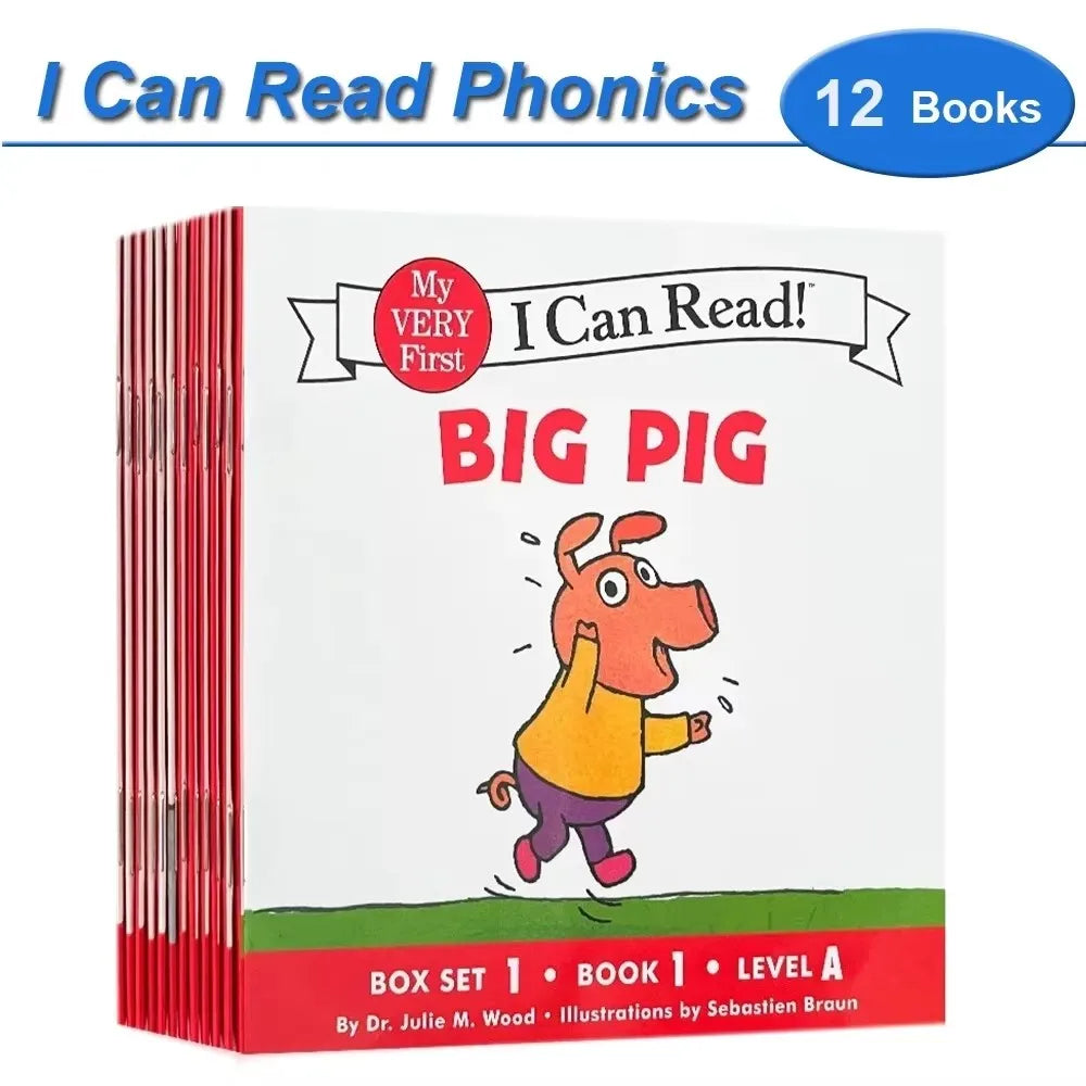 12 Books/Set I Can Read Phonics My Very First Picture Book for Children Kids English Story Picture Books Baby Learning English