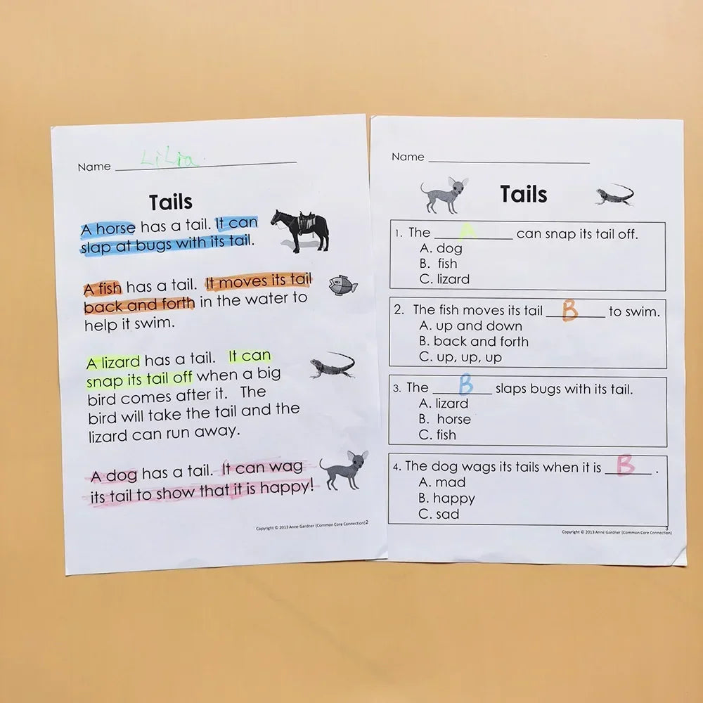 Guided Reading Comprehension Workbooks C-P: English Practice for Kids