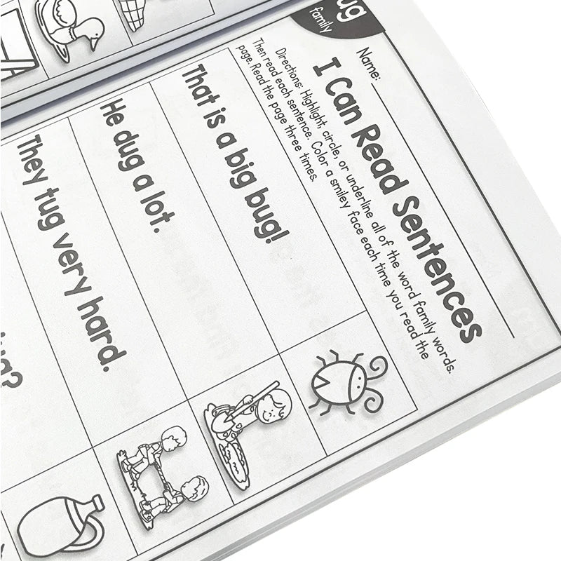 Kids Children English Exercise Book Phonics Educational Workbook  I Can Read Sentences Training Teacher Teaching Aids Montessori