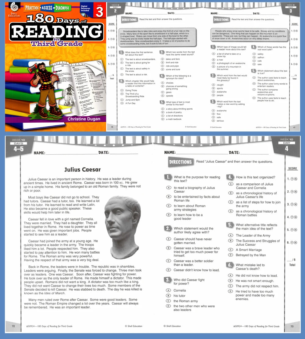 180 Days Language Practice: K-6 Grammar & Reading Comprehension Workbook