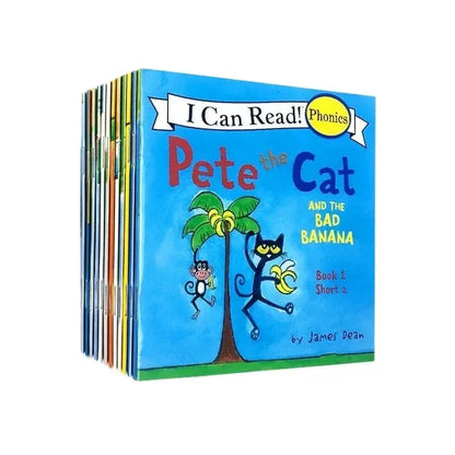12 Books/Set I Can Read Pete The Cat English Picture Books Children Story Book Early Educaction Pocket Reading Book