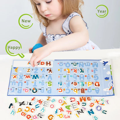 Montessori Busy Quiet Book English Magnetic Letters Card Pairing Exercise Puzzle Spell Games Educational Toys For Children Gifts