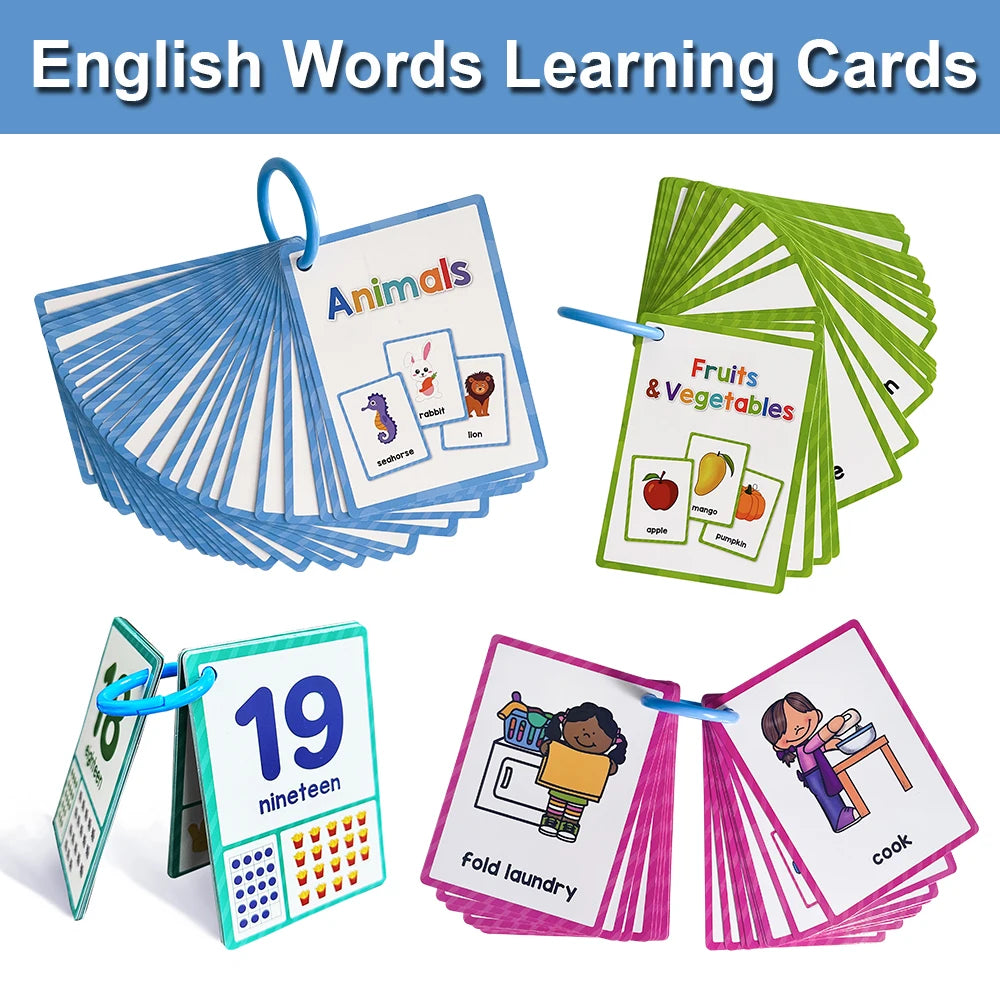 Montessori Kids English Words Learning Flashcards Early Educational Cards Classroom Supplies Kindergarten Teacher Teaching Aids