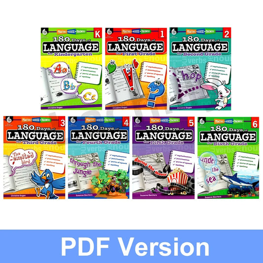 180 Days Language Practice: K-6 Grammar & Reading Comprehension Workbook