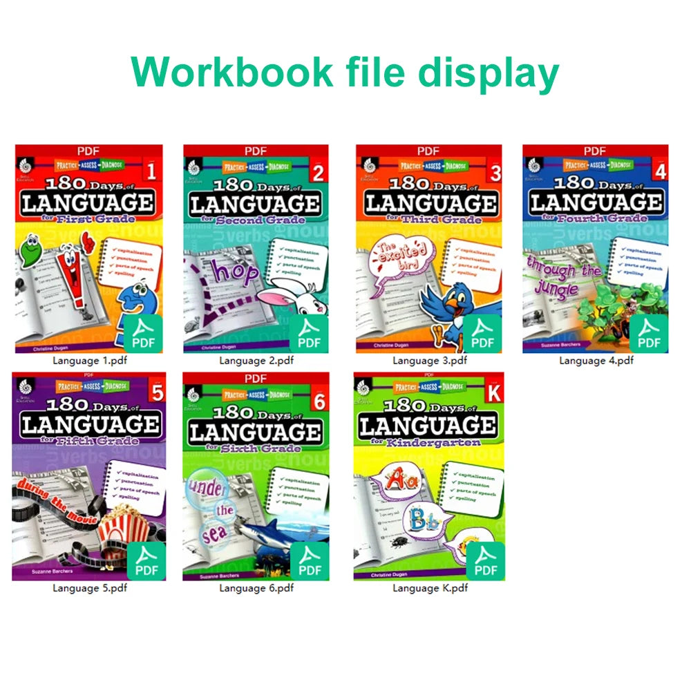 180 Days Language Practice: K-6 Grammar & Reading Comprehension Workbook