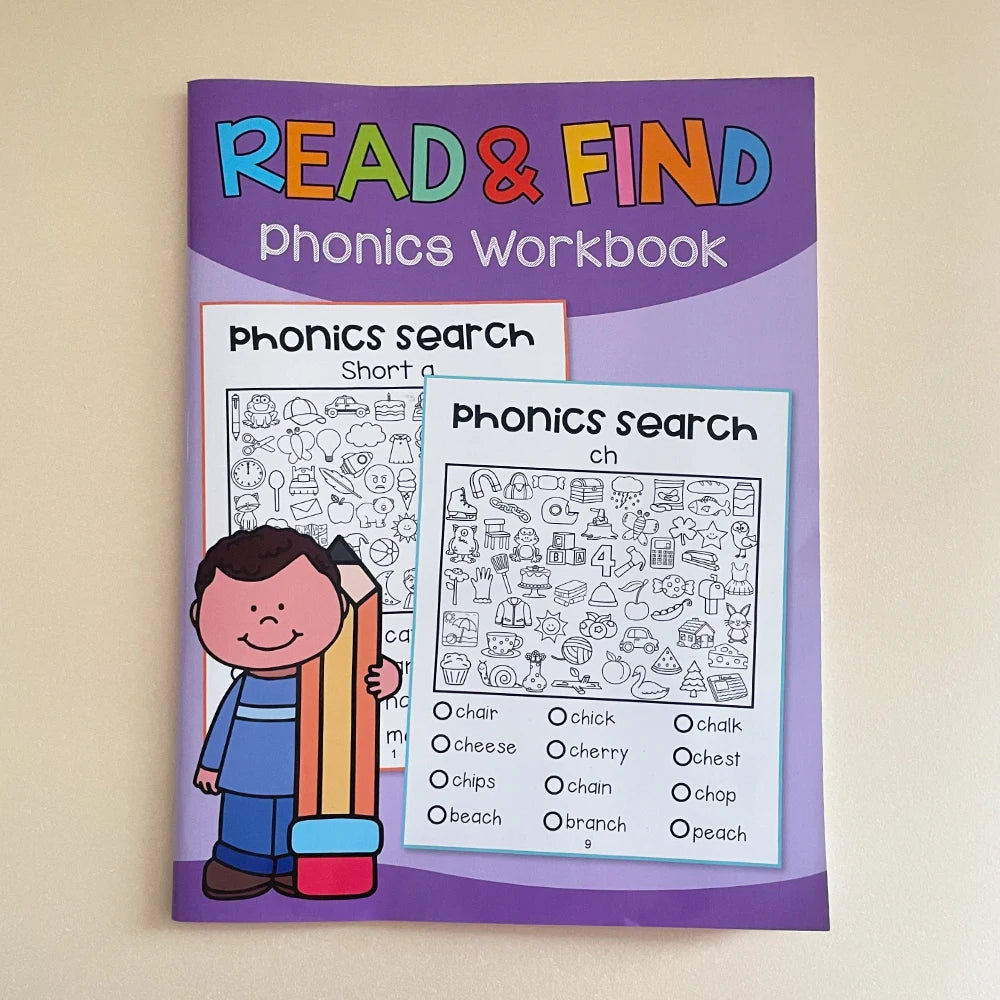 Read And Find Phonics Workbook Preschool and Kindergarten Learning English Teacher Teaching Aids Phonics Practice Montessori