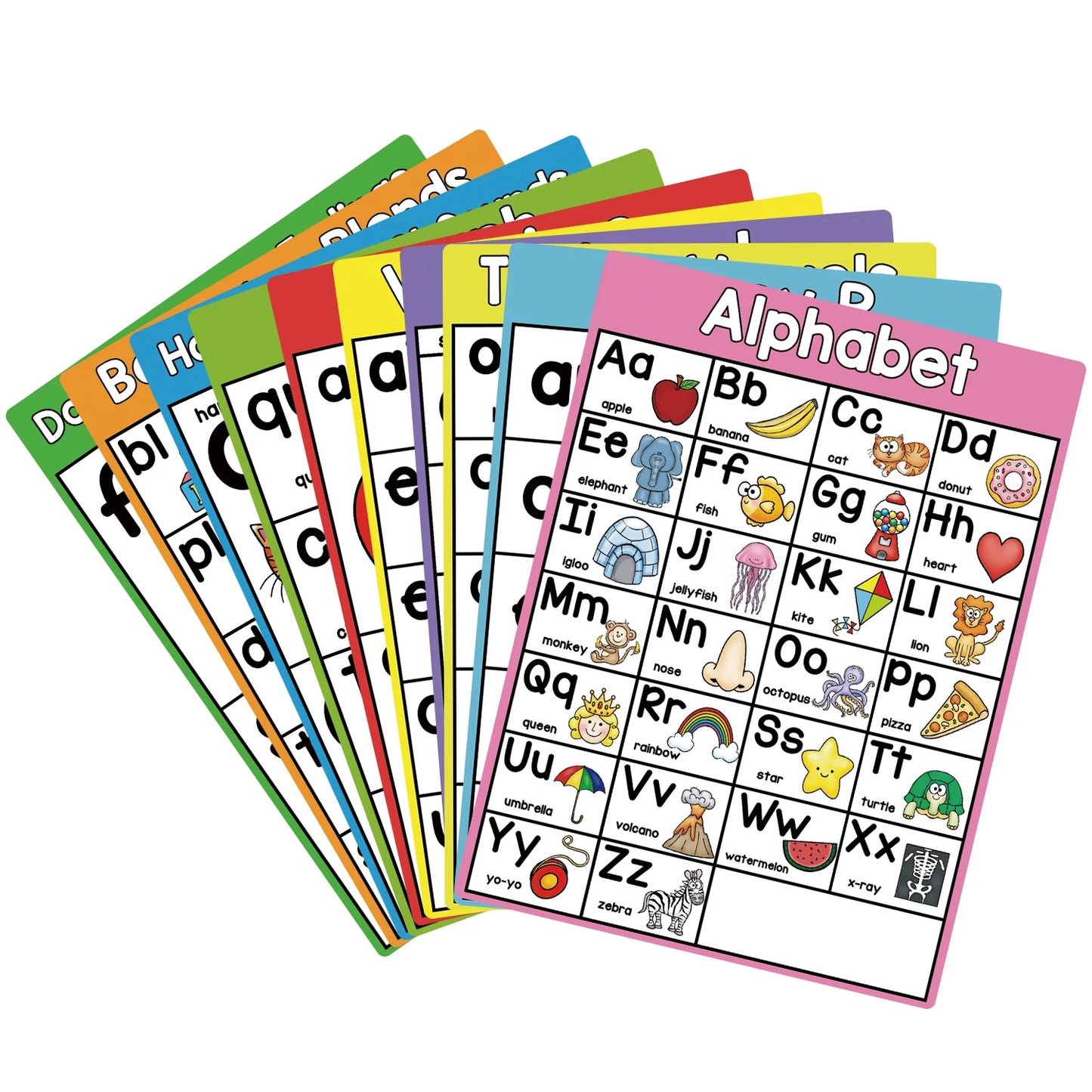 Phonics Learning Made Fun: 10pcs Alphabet Chart Posters for Kindergarten