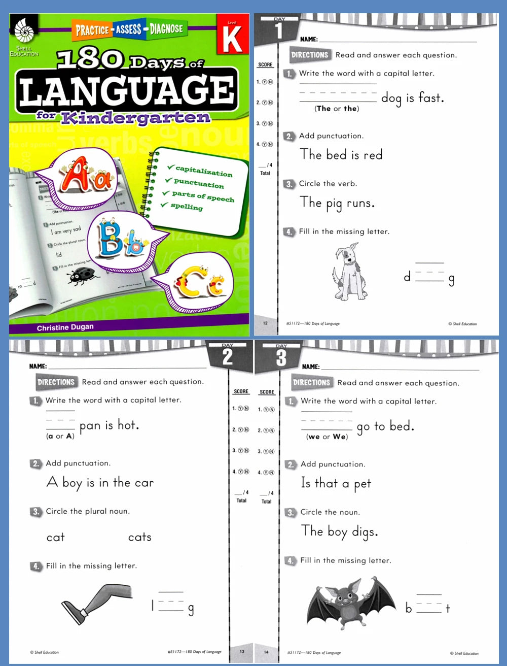 180 Days Language Practice: K-6 Grammar & Reading Comprehension Workbook