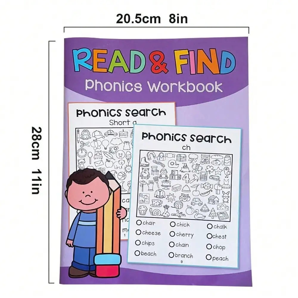 Read And Find Phonics Workbook Preschool and Kindergarten Learning English Teacher Teaching Aids Phonics Practice Montessori