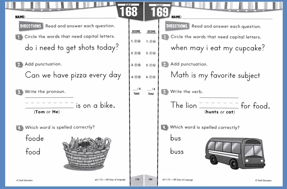 180 Days Language Practice: K-6 Grammar & Reading Comprehension Workbook