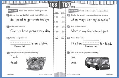 180 Days Language Practice: K-6 Grammar & Reading Comprehension Workbook