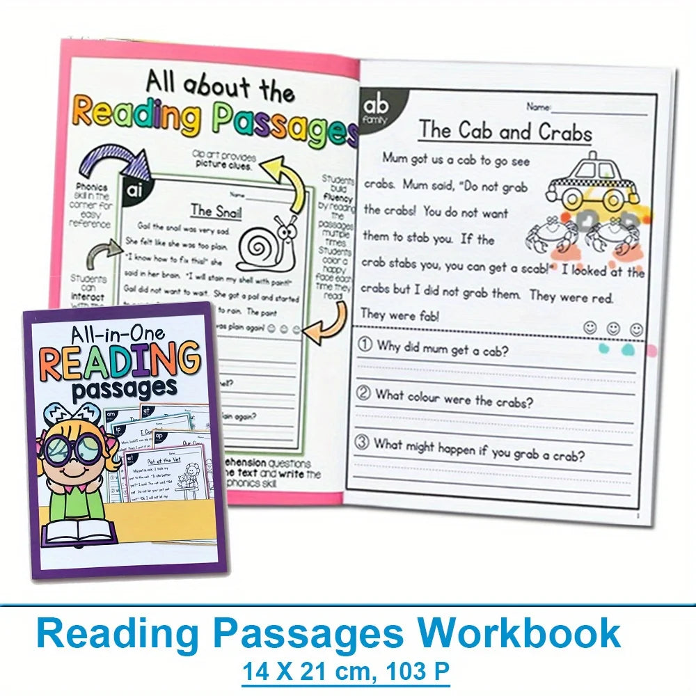 Reading Passages Workbook Comprehension Inferences & Drawing Conclusions Learn to Read for Primary School Teacher Teaching Aids