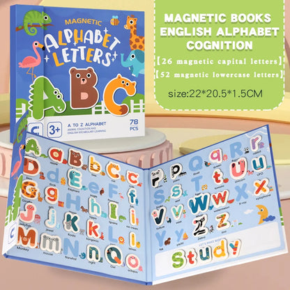 Montessori Busy Quiet Book English Magnetic Letters Card Pairing Exercise Puzzle Spell Games Educational Toys For Children Gifts