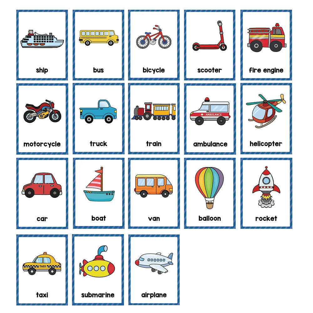 Montessori Kids English Words Learning Flashcards Early Educational Cards Classroom Supplies Kindergarten Teacher Teaching Aids