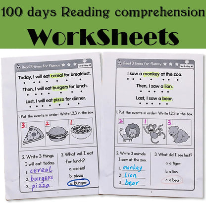 Reading Comprehension for Kids: 100 Days Practice Workbook