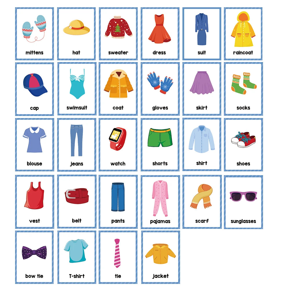 Montessori Kids English Words Learning Flashcards Early Educational Cards Classroom Supplies Kindergarten Teacher Teaching Aids