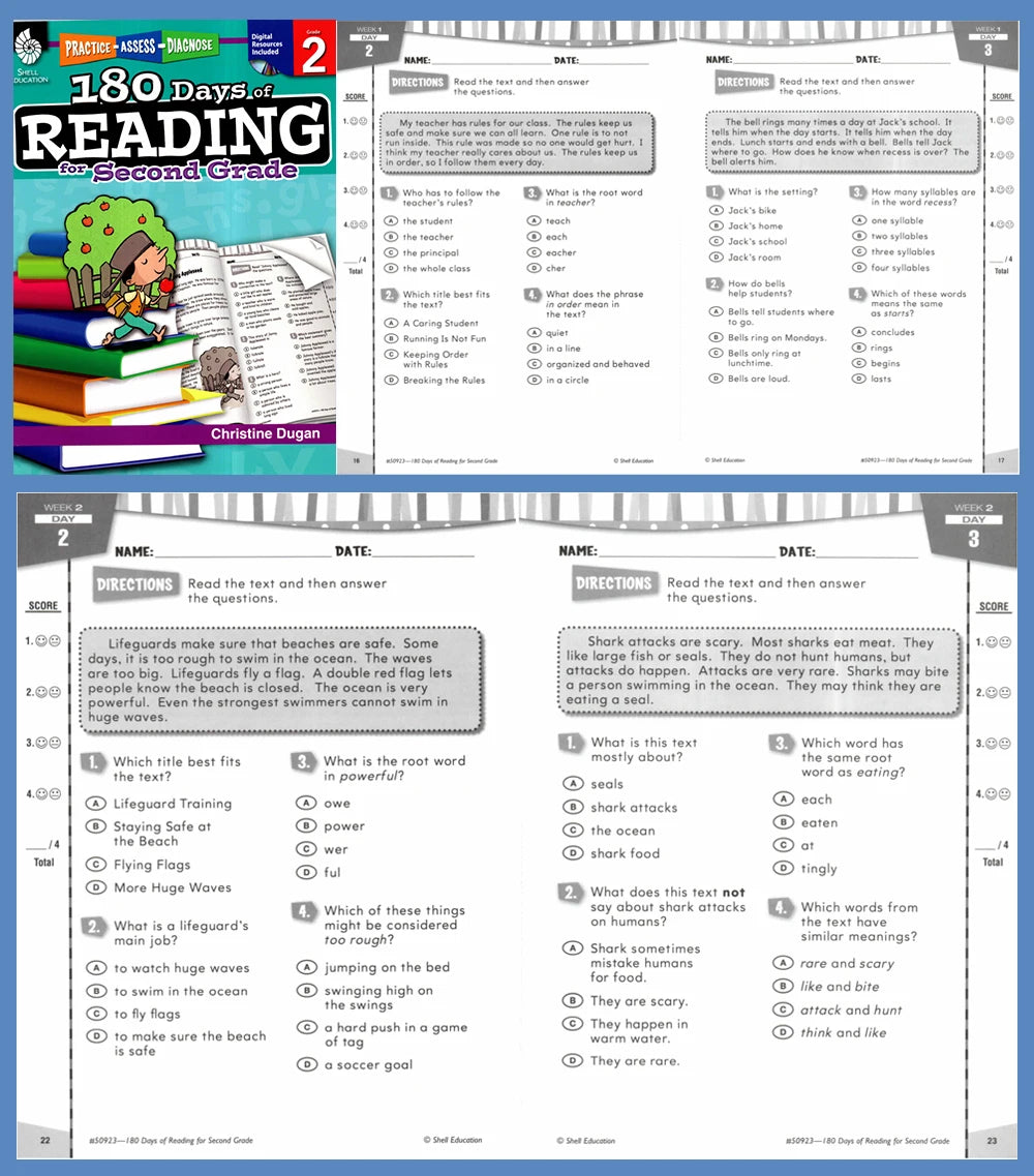 180 Days Language Practice: K-6 Grammar & Reading Comprehension Workbook