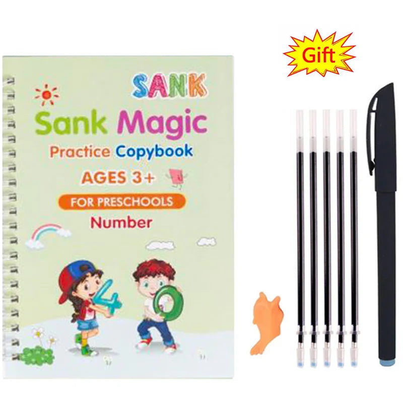 Free Shipping SANK Copybooks Pen Magic Copy Book Free Wiping Children's Kids Writing Sticker Practice Copybook For Calligraphy