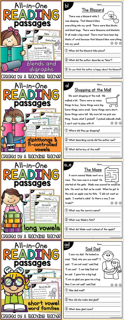 Phonics Skill Builder - 4 Book Reading Comprehension Set