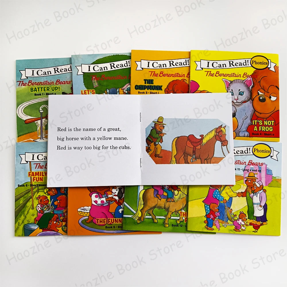 12 Books The Berenstain Beans I Can Read Phonics Short Vowel Long Vowel Learning Story Pocket Book Montessori Bedtime Reading
