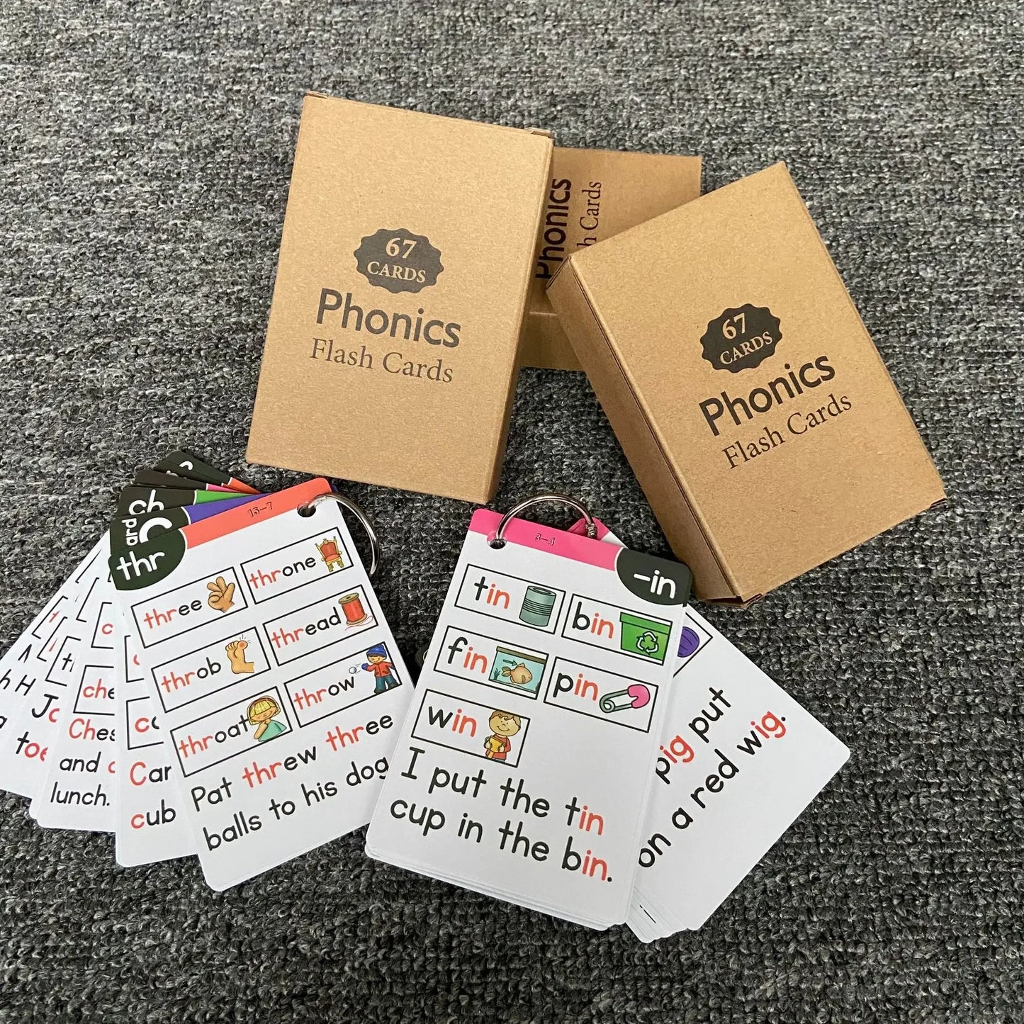 Montessori English Phonics Learning Cards Kindergarten Educational Toys for Children Teacher Teaching Aid Flashcards