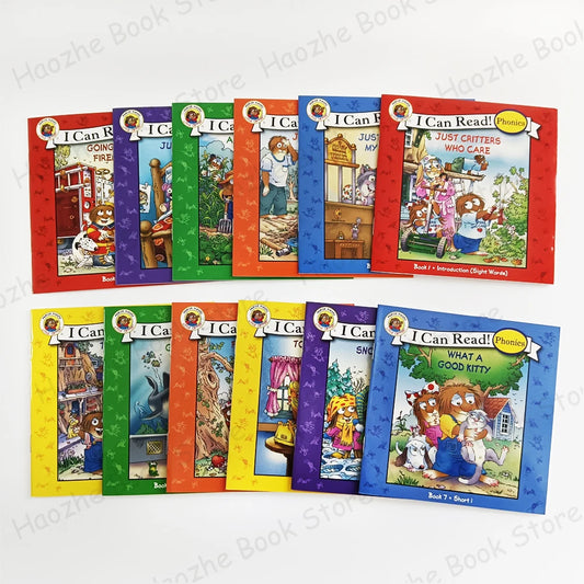 12 Books Little Ceitter I Can Read Phonics English Picture Book Story Pocket Book for Children Kids Montessori Bedtime Reading