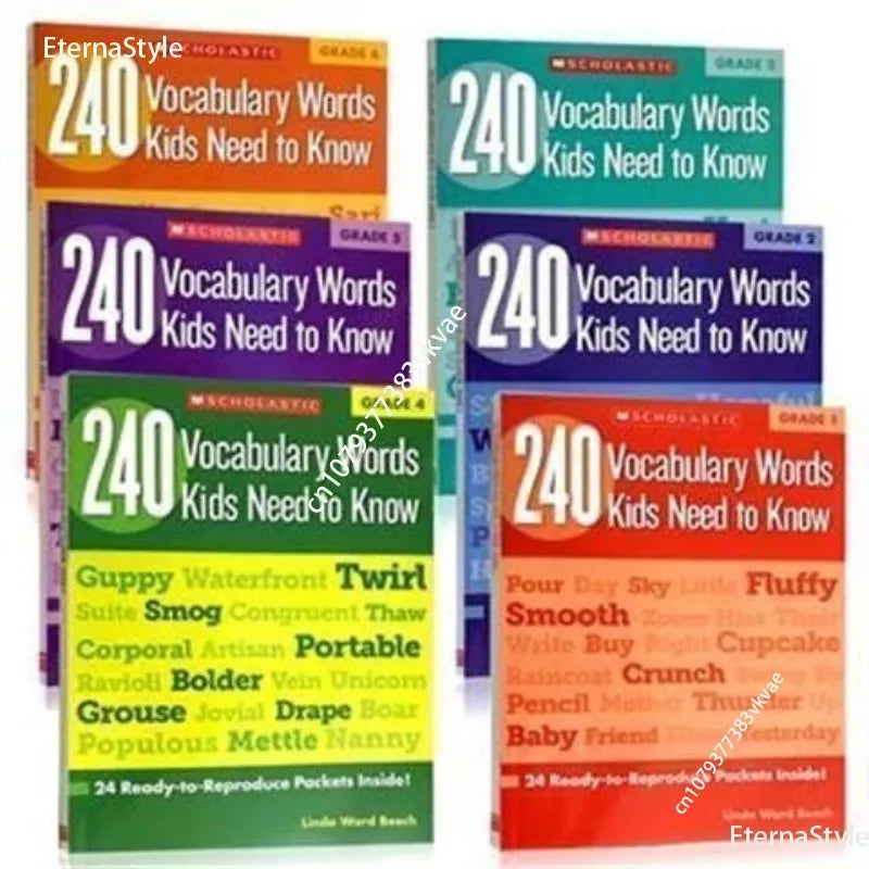 6 Pcs/set English Vocabulary Workbook for Primary School Students Grade 1-6 English 240 Vocabulary New Hot Exercise Book Libro