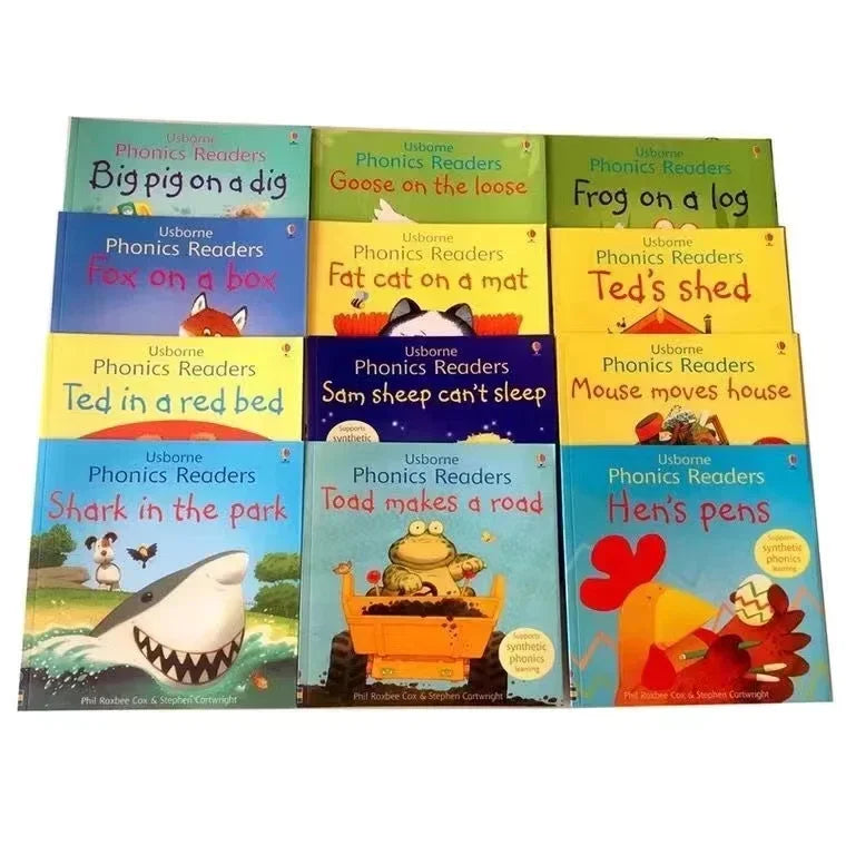 12-Book Usborne Phonics Readers Set: English Picture Books for Kids