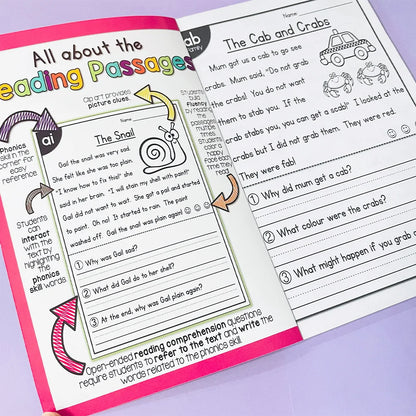 Reading Passages Workbook Comprehension Inferences & Drawing Conclusions Learn to Read for Primary School Teacher Teaching Aids