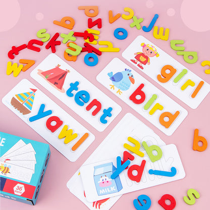 Wooden Spelling Game Children's 26 English Letters Spelling Practice Early Education Perception Educational Toys