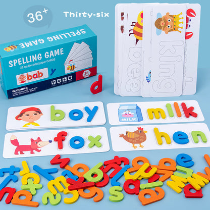 Wooden Spelling Game Children's 26 English Letters Spelling Practice Early Education Perception Educational Toys
